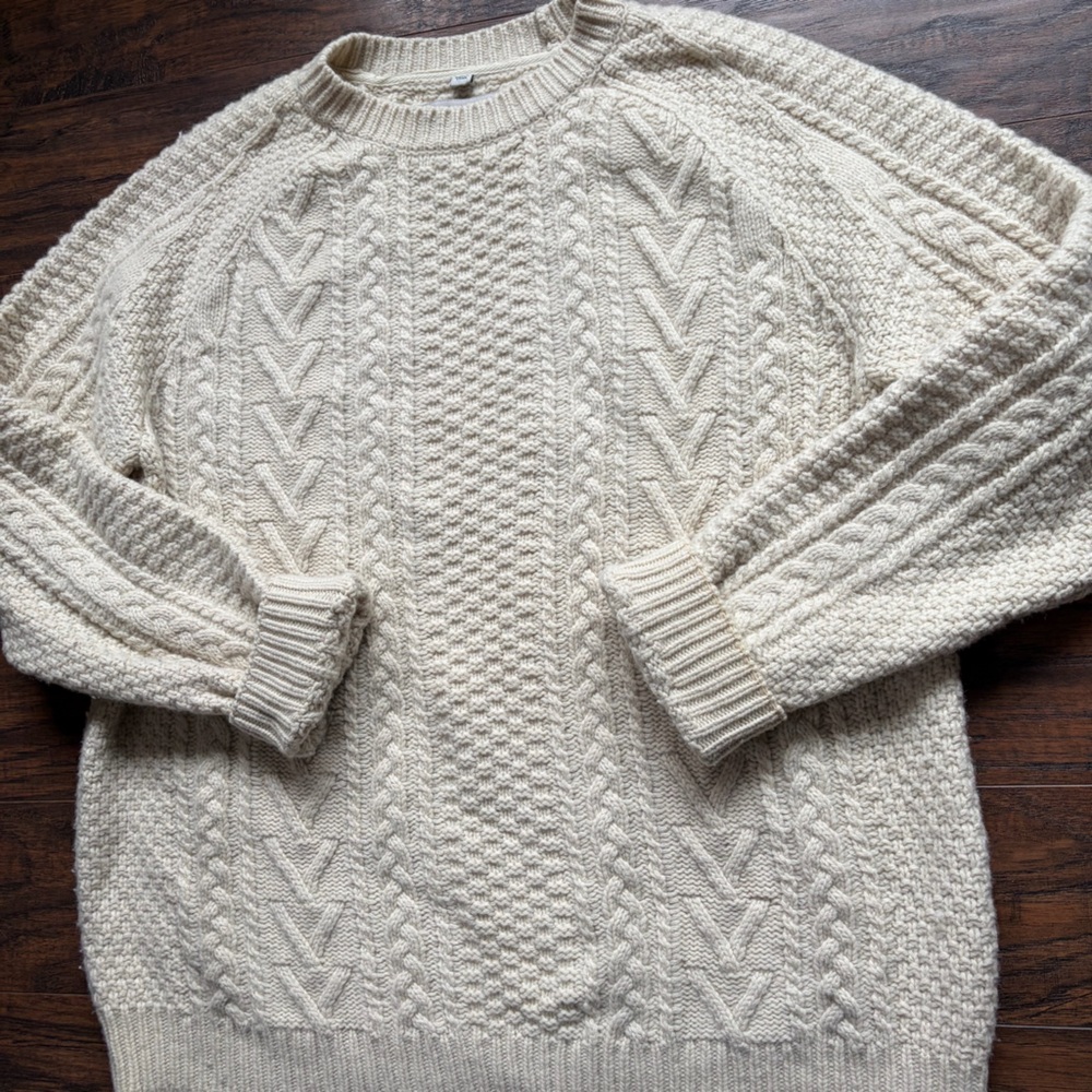 Schott Bros Wool Blend Fisherman Chunky Cable Sweater